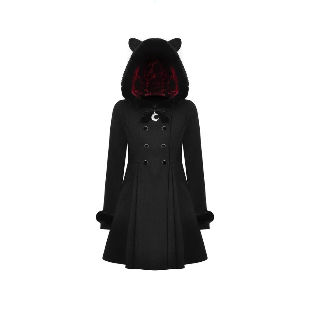Dark in Love - Lolita cat ear doublebreasted Coat - Black